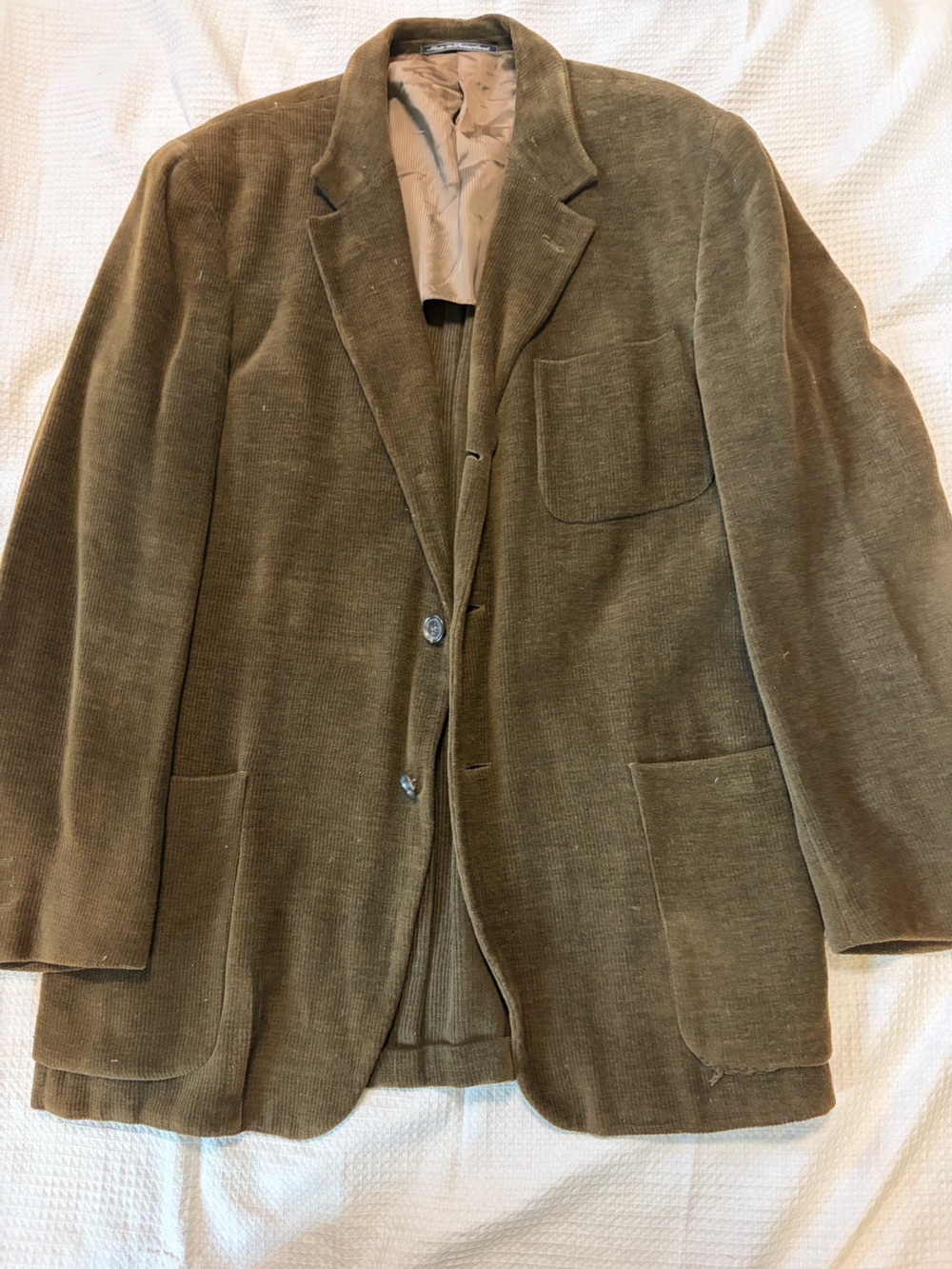 Vintage Ermenegildo Zegna mens Olive Green Corduroy Blazer - Classic Tailored